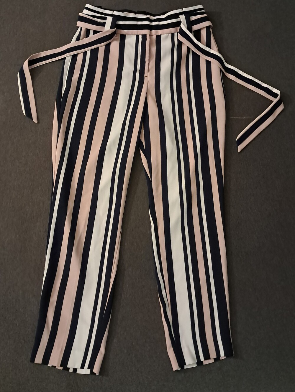 Express Striped Straight-Leg Pants - Blush, Black & White Size 8 Women's